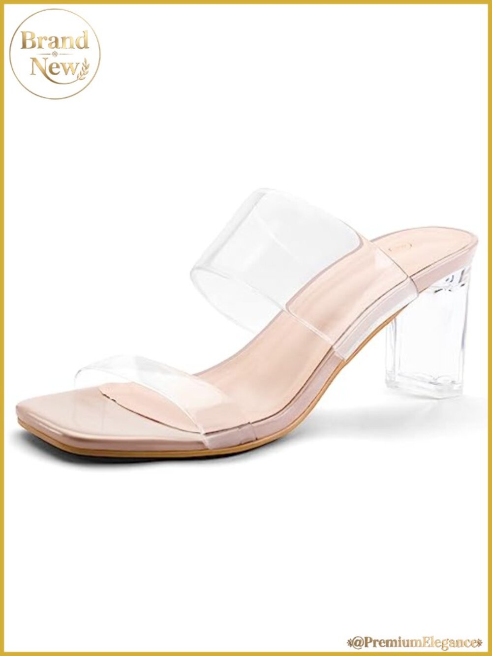 Clear Chunky Block Heel Sandals Square Toe 3in Dress Shoes Women